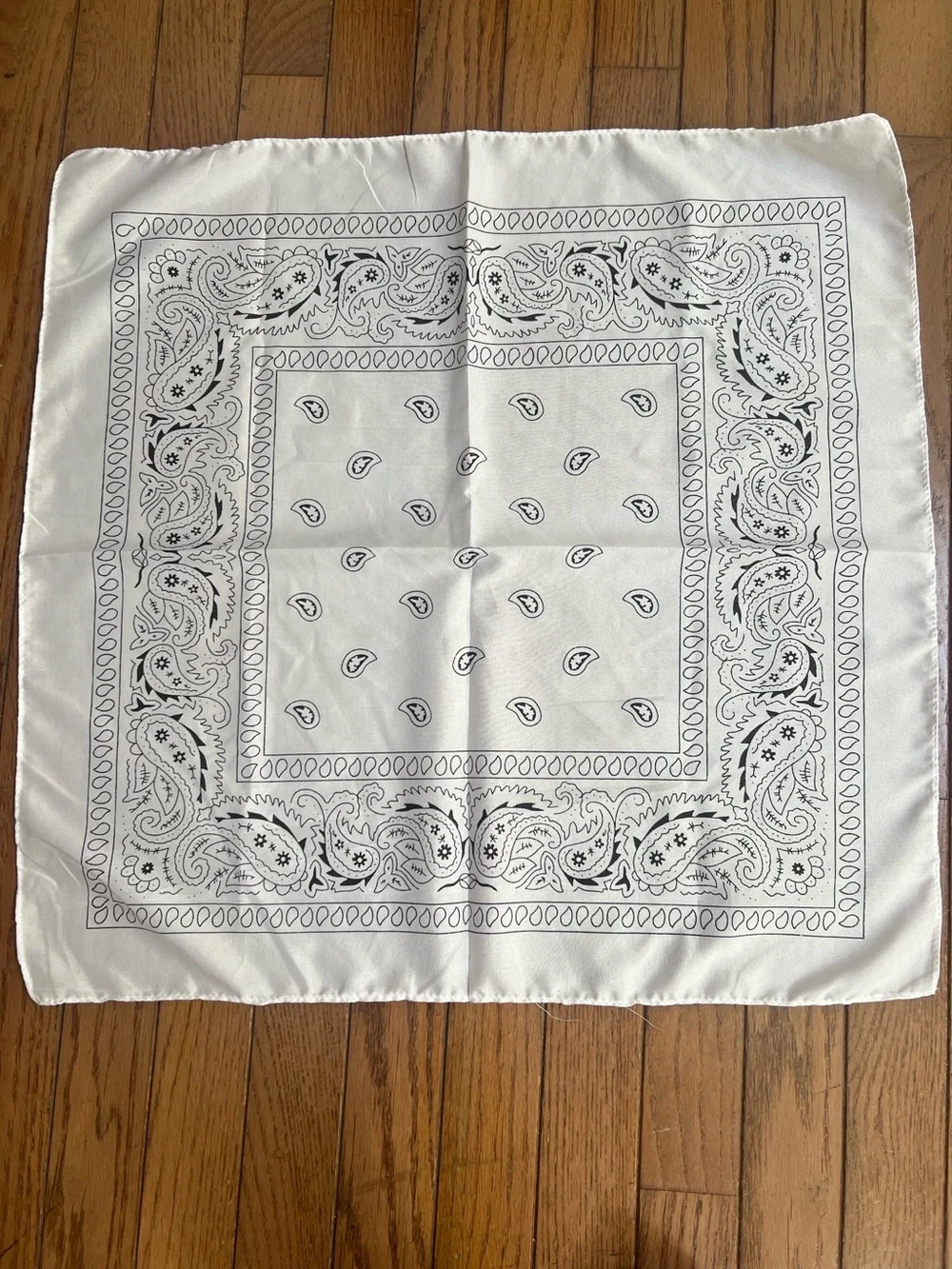 Black and White Paisley Bandana Silky Scarf - Brand New!